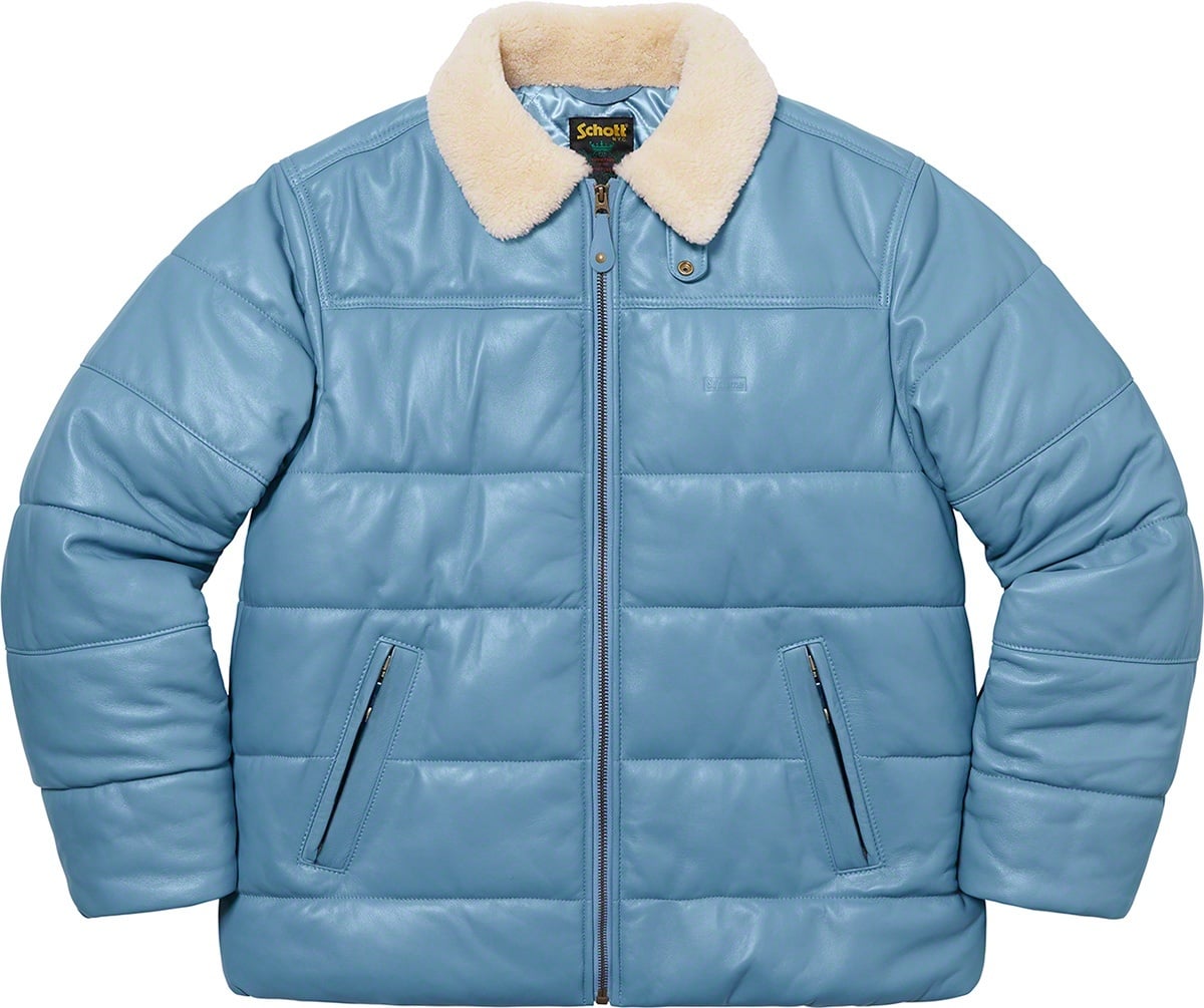 Supreme®/Schott® Shearling Collar Leather Puffy Jacket view 9